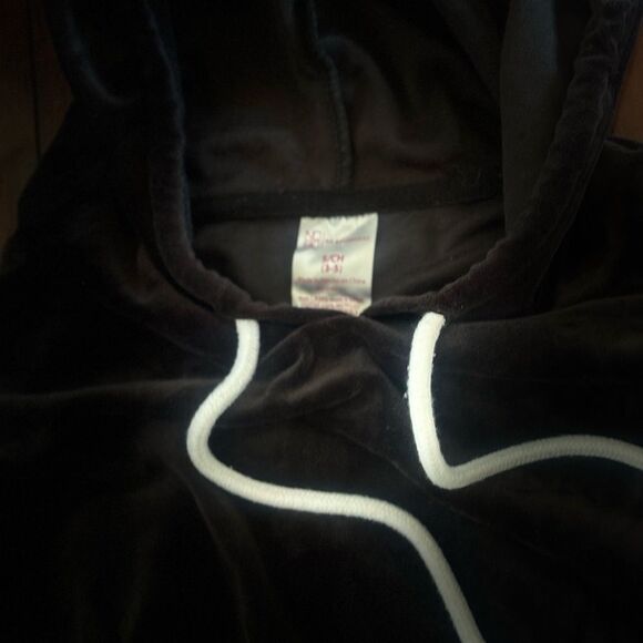NO BOUNDARIES LUXE BLACK GLAM VELVETY SOFT CROPPED HOODIE JOGGER SET - Picture 8 of 8
